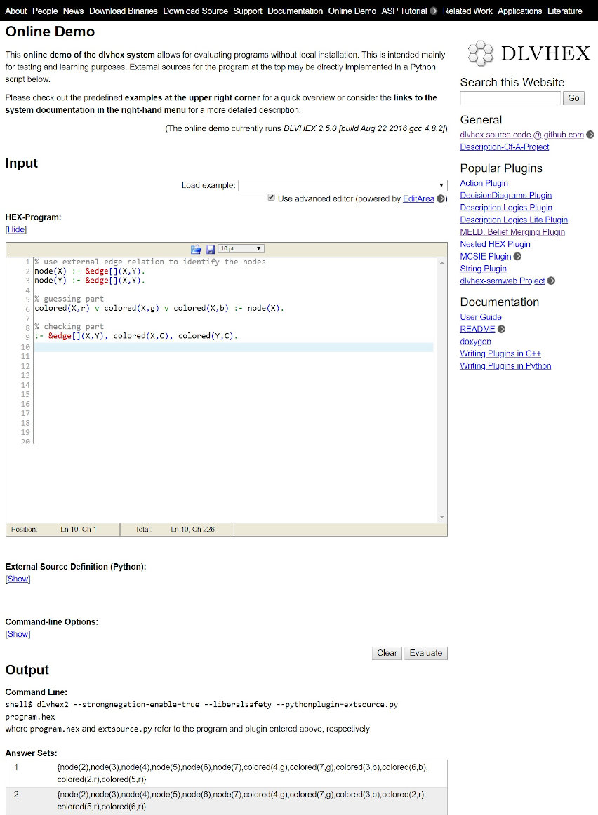 dlvhex Online Demo
